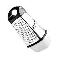 BESTOYARD 1pc 4 Side Curved Planer Cheese Grater with Container Peeler Food Kitchen Stainless Steel Grater Handheld Vegetable Slicer Food Grater Salad Veggie Chopper Rubber Potato