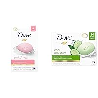 Dove Beauty Bar Gentle Skin Cleanser Pink 6 Bars Moisturizing for Soft Care More Than Soap 3.75 oz & Skin Care Beauty Bar For Softer Skin Cucumber and Green Tea More Moisturizing Than Bar Soap