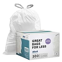 White Drawstring Lavender and Soft Vanilla Scented Garbage Can Liners, Compatible with Code J (200 Count) 10-10.5 Gallon / 38-40 Liter, 21