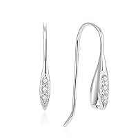 4pc Adabele Authentic Sterling Silver Cubic Zirconia CZ Earring Hooks with Pinch Bail Dangle Created Diamond Tarnish Resistant Rhodium Plated for Earrings Jewelry Making SS258
