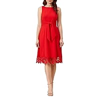 Adrianna Papell Women's Knit Crepe and Lace Midi Dress