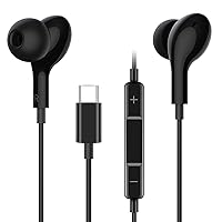 USB C Headphones Type C Earbud for iPhone15/15 Plus/15 Pro/15 Pro Max,USB C Earbuds Built in Microphone,Noise Canceling USB Type C Earbuds Compatible for PC iPad Pro iPhone MacBook,Black