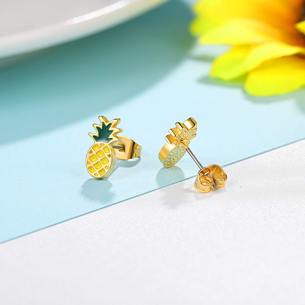 Tarsus Pineapple Earrings for Women, Hypoallergenic Stud Earring Jewelry Gifts for Girls Teen Friends