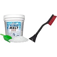 HARRIS Kind Melt Pet Friendly Ice and Snow Melter, Fast Acting 100% Pure Magnesium Chloride Formula with Scoop Included, 15lb & Mallory Force 17” 518RFB Snowbrush with Ice Scraper for Car, Single