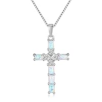 CiNily Cross Pendant Necklace Gold Plated Opal Pendant/Mystic Topaz Gemstone Pendant Criss Jewelry