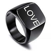 VIBOOS Custom Engraved Initial Monogram Signet Ring For Men Women Boys Mens Rings Stainless Steel, Bundle with Ring Size Adjusters
