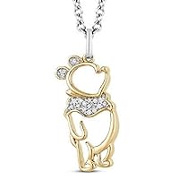 0.08 Ct Round Cut White Diamond Cute Winnie The Pooh Pendant Necklace for Women's & Girl's 14K Yellow Gold Finish 925 Sterling Silver