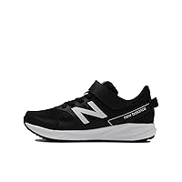 New Balance YT570 Kids/Junior Shoes, Athletic Shoes, With Elastic Laces and Hook-and-Look Closure, For School Use, White, Black, Lightweight, Wide (W), All Breathable