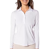 Women's Long Sleeve Golf Tennis Polo with Ruffle Collar 1/4 Button UPF 30+ Active Sun Protection Shirt