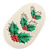 Christmas Holly Leaf Decoration Fondant Cake Silicone Mold Chocolate Candy Molds Pastry Biscuit Baking Chocolate Candy Molds