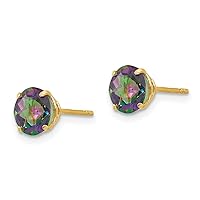 14K Yellow Gold Round Mystic Topaz 6mm Stud Earrings