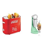 Nostalgia Coca-Cola 2 Slot Bun Mini Tongs, Hot Dog Toaster and 16-Ounce Stainless Steel Electric Milkshake Maker (HDT600COKE)