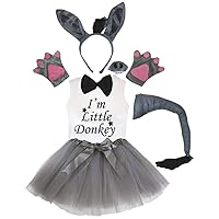 Petitebella I'm Little Donkey Shirt Headband Nose Tutu 7pc Girl Costume 1-8y