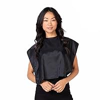 Betty Dain Nylon Shortie Makeup Cape - Professional Comb Out, Blow Out, Hair and Beard Styling Cape - Water Resistant, Lightweight Nylon Bib Keeps Clothes Clean and Hands Free
