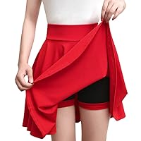 Pleated Short Skirts for Women Yoga High Waisted Athletic Solid Girls Skorts Elegant Skirt with Shorts Workout Skort