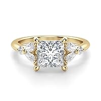 14K Solid Yellow Gold Handmade Engagement Ring 1.00 CT Princess Cut Moissanite Diamond Solitaire Wedding/Bridal Ring for Woman/Her Gorgeous Ring