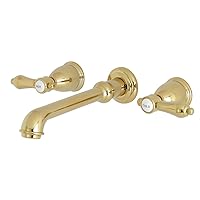 Kingston Brass KS7122BAL Heirloom Two-Handle Wall Mount Bathroom Faucet, 10-7/16 inch in Spout Reach, Polished Brass