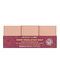 Olivia Care Natural Soap - All Natural Rose Himalayan Salt Bar Soaps For Made with Organic Ingredients 3 Pack of 5 Oz Bars (Rose Himalayan Salt).