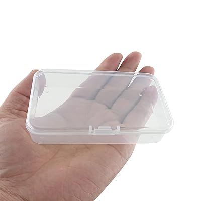 MFDSJ 12 Pcs Mini Plastic Storage Containers Box with Lid, 4.5x3.4 Inches  Clear Rectangle Box for Collecting Small Items, Beads, Game Pieces,  Business