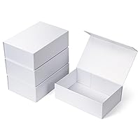 4 Pack 12x8x4 Inches Gift Boxes with Magnetic Closure Lids, White Magnetic Box for Wedding, Groomsmen Bridesmaid Proposal, Birthdays, Mother's Day