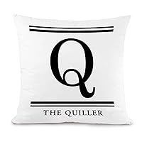 Wedding Pillow Covers,New Couples Gifts,Personalized Last Name Initial Letter Q Canvas Throw Pillow Covers 16x16in Decorative Initial Cushion Covers Funny Birthday Christmas for Kids Gi