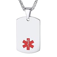 U7 Medical Alert Pendant Necklace, Customizable, Rod of Asclepius Emergency Signs, First-AID ID Necklace, Send Gift Box