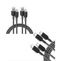 Anker 310 USB C to USB C Cable (6ft, 2 Pack), (60W/3A) Fast Charge USB C Charger Cable [2 Pack, 6ft], 310 USB A to Type C Charger Cable Fast Charging