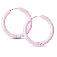 Aurstore Women's Ceramic Hoop Earrings, Small Hoop Fashion Jewellery Gifts for Women, Men, Girls, Hypoallergenic and Multi-Colour, 14 mm