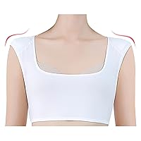 Women Fake Shoulders Shirt Lightweight and Thin Shoulders Padded Vest for DIY Clothing Accessories,White1-Medium