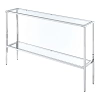 Convenience Concepts Nadia Chrome Console Table, Clear Glass / Chrome