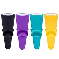 Wine Stoppers for wine bottles,FEIPUKER Colorful Silicone + Stainless Steel Wine Stopper,Wine Outlet Cap, Bottle Cover, Beverage Bottle Stoppers (Color 4)