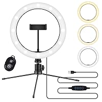 Bright Selfie Ring Tri-Color Light Compatible with Your BlackBerry Bold 9930 (Non-Camera) 10 Inch with Remote for Live Stream/Makeup/YouTube/TikTok/Video/Filming (Dimmable/Adjustable)