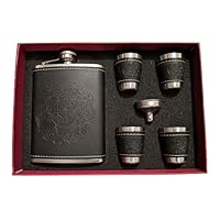 Armenian Personalized Flask, 9 oz Flask and 4 cups, Flask with Coat of Arms, Whiskey Hip Flask