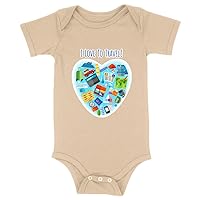 Travel Love Baby Jersey Onesie - Heart Baby Onesie - Cute Baby One-Piece