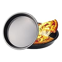 2 Pack 7 inch Non-Stick Pizza Pan, Pizza Tray Carbon Steel Round Pizza Bakeware Set, Pizza Pan Set for Restaurants and Homemade Pizza Baking