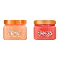 Vitamin C and Strawberry Shea Sugar Body Scrubs, Both 18 oz, Ultra Hydrating and Exfoliating