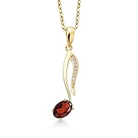 Music Eighth Note Jewelry Pendant Necklace Gift For Women By Keren Hanan | 18K Yellow Gold Plated Silver | Red Garnet | 0.67 Cttw | Gemstone January Birthstone | Oval 6X4MM | with 18 Inch Silver Chain