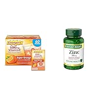 1000mg Vitamin C Powder for Daily Immune Support Caffeine Free Vitamin C Supplements with Zinc and Manganese & Nature's Bounty Zinc 50mg