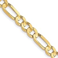 10k Gold 4.5mm Light Figaro Chain Necklace Jewelry for Women - Length Options: 18 20 22 24 26