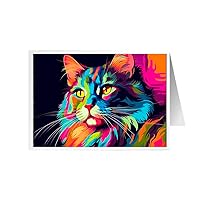 ARA STEP Unique All Occasions Cats Pop Art Greeting Cards Assortment Vintage Aesthetic Notecards 4 (Set of 4 SIZE 148.5 x 210 mm / 5.8 x 8.3 inches) (Siberian Cat 4)
