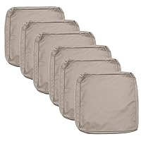 Sqodok Patio Cushion Cover 24X24, Large Outdoor Chair Seat Covers 6Pack, Water Repellent Replacement Cushion Slipcovers Set for Wicker Sectional Chair Sofa Furniture, Tan