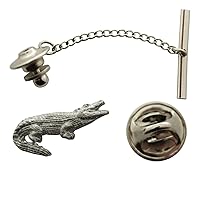 Alligator Tie Tack ~ Antiqued Pewter ~ Tie Tack or Pin - Antiqued Pewter