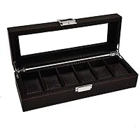 Watch Box 6 Watch Display Box Faux Leather Storage Case With Glass Panel Jewellery Organiser Holder For Men Watch Organizer Collection