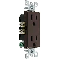 Leviton 5325.0 15 Amp, 125V, Decora Duplex Receptacle, Residential Grade, Grounding, 10-Pack, Brown