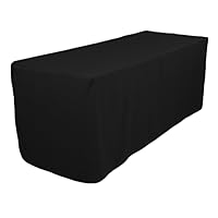 6-Feet Long Fitted Table DJ Jacket Cover for Trade Show - Thick/Heavy Duty/Durable Fabric - Black Color (TD-JKT-BLK-6FT)