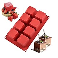 （2pcs） 8 square silicone cake mold tool lava chocolate cake candle home baking（red）