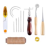 Leather Craft Starter Kit and Supplies Leather Thread, Sewing Needles, Awl, Scissors,Leathercraft Accessories