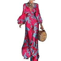 Long Dress Women Loose V Neck Dresses Sexy Casual Elegant Holiday Party Autumn