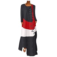 Women's Bohemian Casual Loose-Fitting Summer Swing Sleeveless Long Flowy Beach Round Neck Trendy Glamorous Dress Print