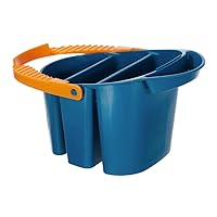 Mijello Art Organizer Water Bucket with Wiping Pad, 3 Compartments, 2 Liters, Blue with Orange Handle (92-WP4021)